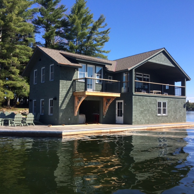 Boathouse on Lake Joseph. Built by McMurray Construction